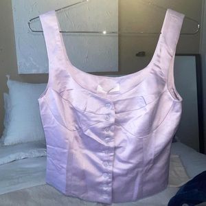 Lavender Bustier Style Button up Satin Tank Top